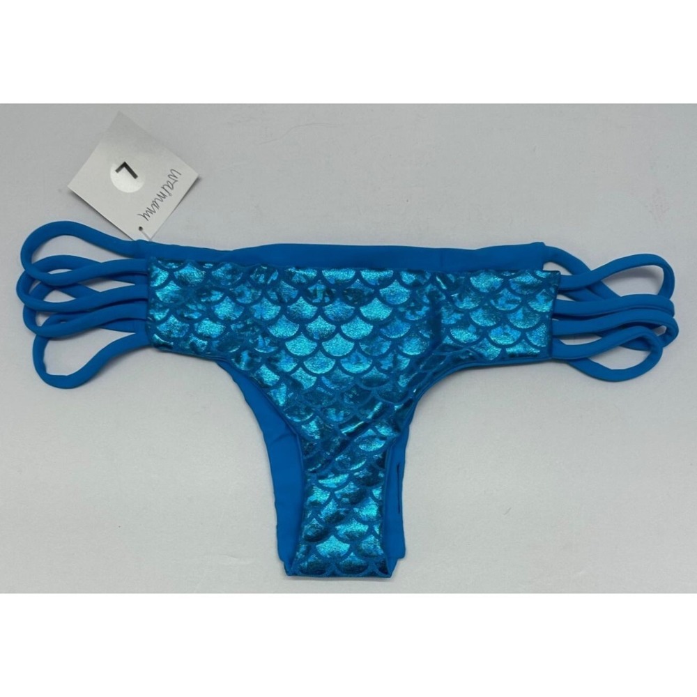 Kalokini Reversible Bikini Bottom Turquoise Mermaid Design Sz L Rare NWT - Picture 2 of 3